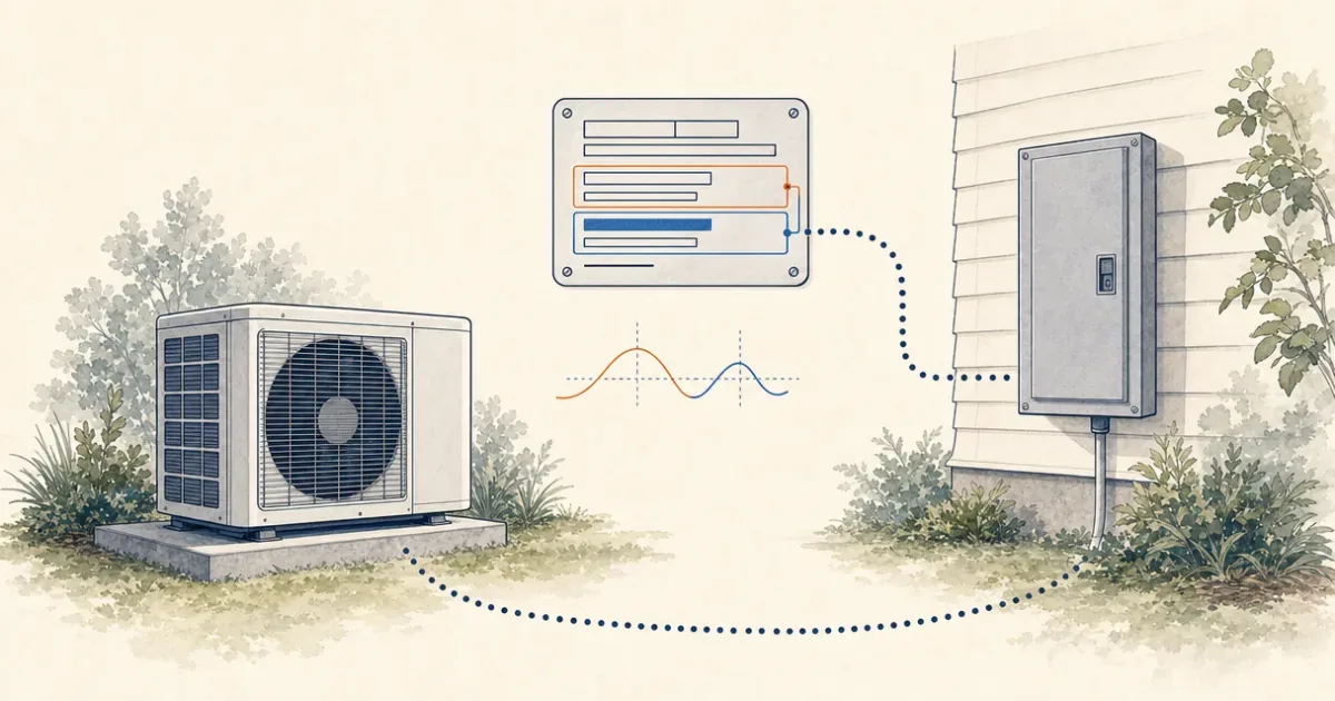 Outdoor air conditioner, closed electrical panel, and abstract rating plate for a quote review