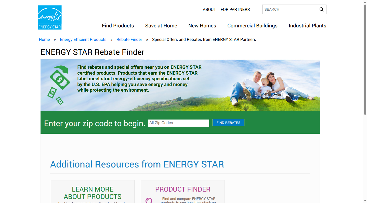 ENERGY STAR Rebate Finder ZIP-code lookup