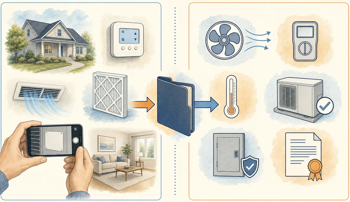 HVAC handoff packet and the boundary between homeowner observations and professional records