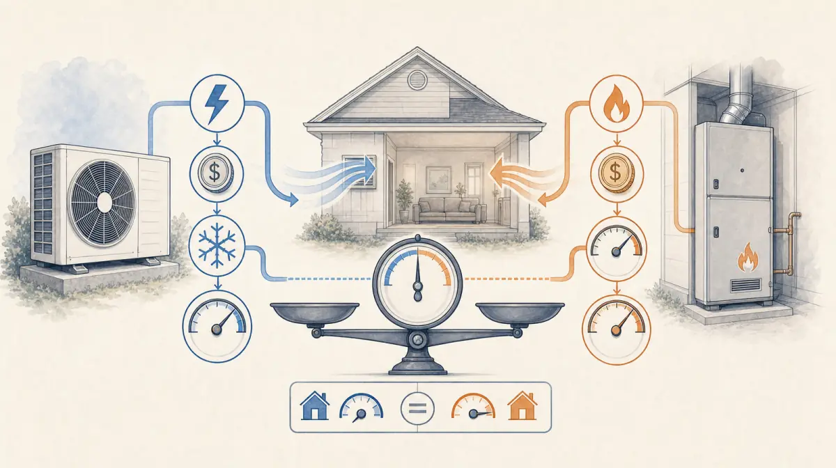 Illustrative comparison of heat-pump and gas-furnace operating-cost inputs